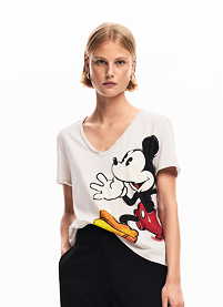 Dámské triko DESIGUAL 25SWTKAG 1020 TS MICKEY JOKER 1020 WHITE