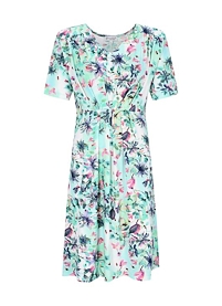 Dámské šaty HAJO 10548 551 D Kleid Flower-Print m. 551 aloe