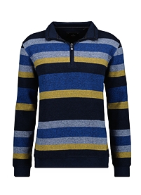 Pánský svetr RAGMAN 3413660 711 Mock neck stripe 711  DUNKELBLAU