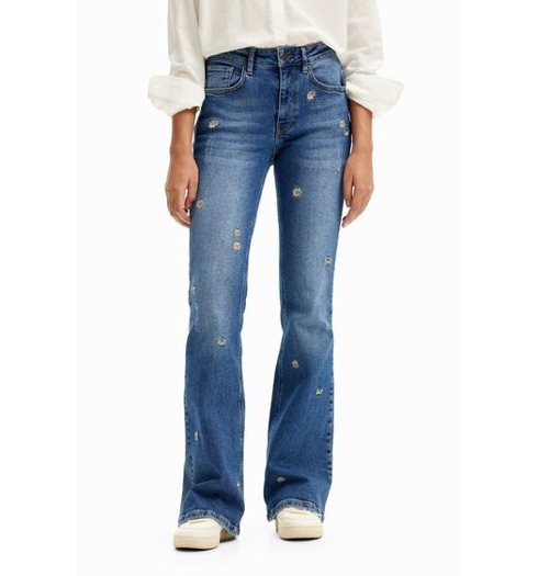 Dámské jeans DESIGUAL  DENIM_DAISIES 5053 BLUE - DESIGUAL - 24SWDD33 5053 DENIM_DAISIES