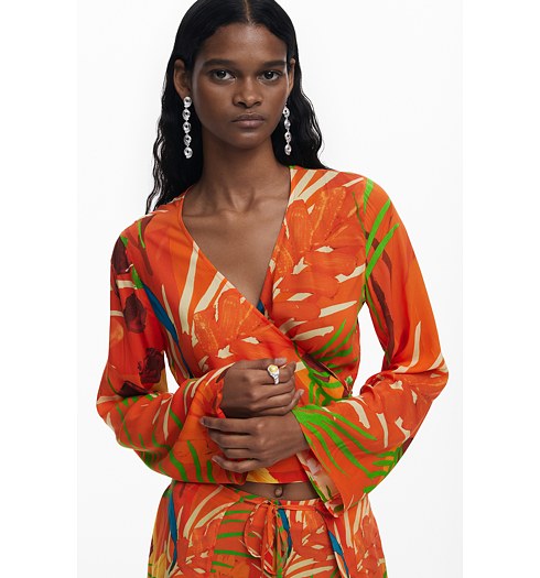 Dámská halenka DESIGUAL 25SWMW04 7026 SWIM BAHAMAS BLUS 7026 ORANGE - DESIGUAL - 25SWMW04 7026 SWIM BAHAMAS BLUS