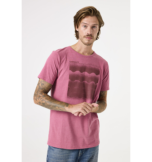 Pánské triko GARCIA C51201 1067 mens T-shirt ss 1067 soft rose - GARCIA - C51201 1067 mens T-shirt ss