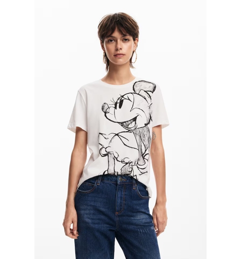 Dámské triko Desigual 24WWTKA1 1001 TS MICKEYDRAWING 1001 WHITE - DESIGUAL - 24WWTKA1 1001 TS MICKEYDRAWING