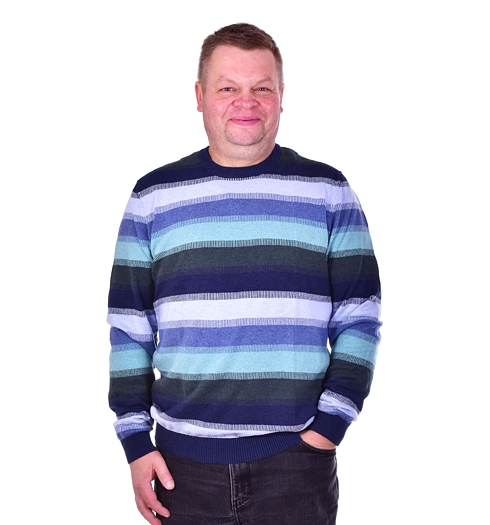 Pánský svetr Ragman 745581 070 Roundneck striped 070  MARINE - Ragman - 745581 070 Roundneck striped