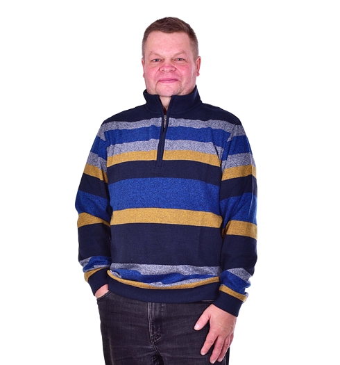 Pánský svetr RAGMAN 3413660 711 Mock neck stripe 711  DUNKELBLAU - Ragman - 3413660 711 Mock neck stripe