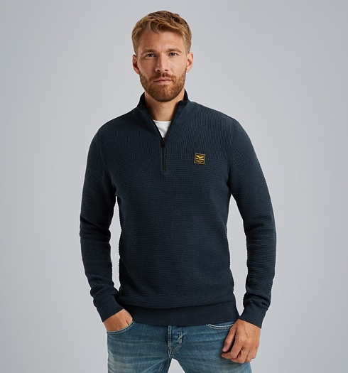 Pánský svetr PME Legend PKW2410301 5281 Half zip collar cotton - PME LEGEND - PKW2410301 5281 Half zip collar cotton